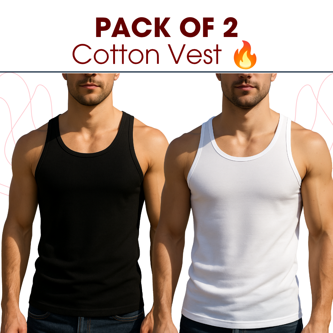 PACK OF 2 - WHITE - BLACK VEST 🔥